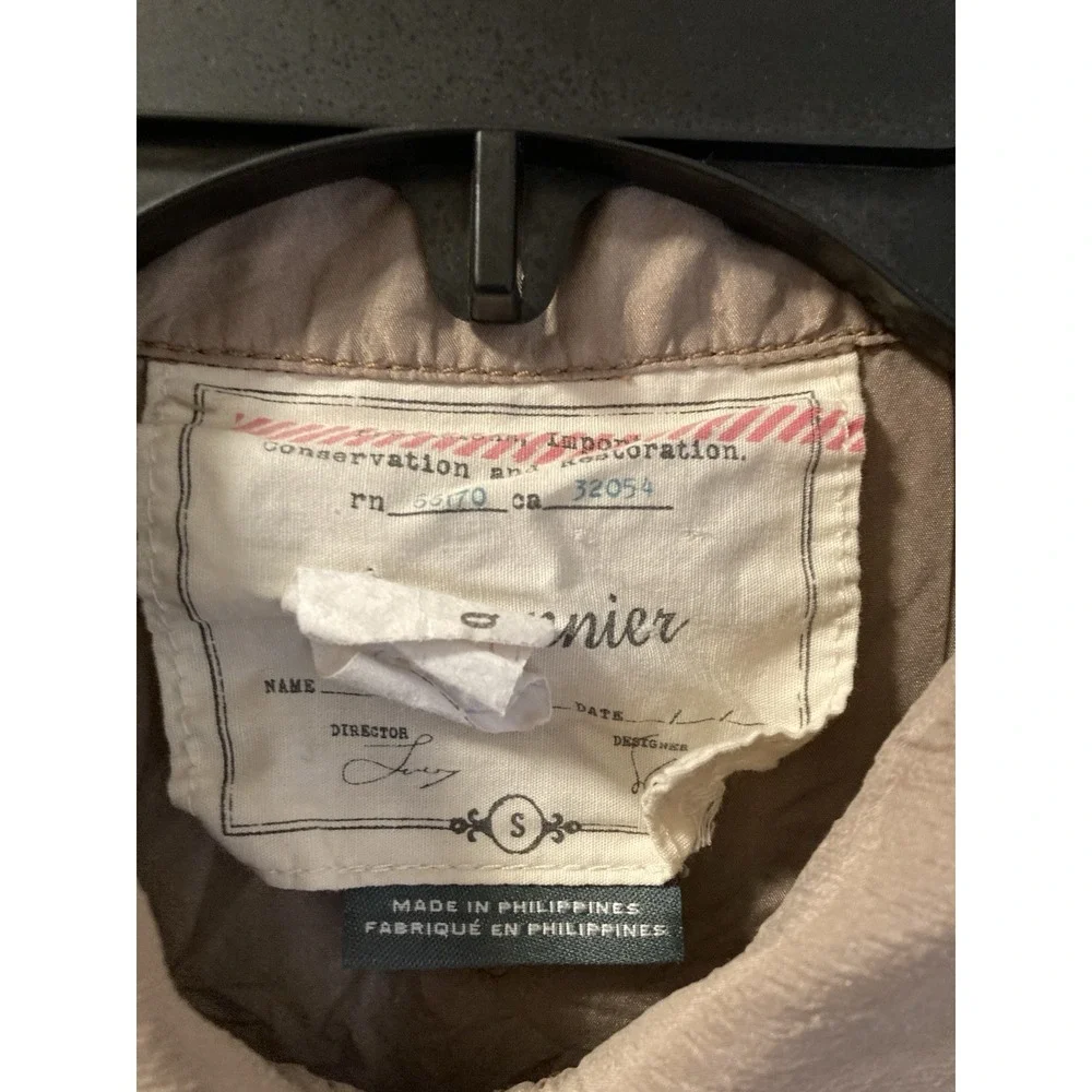 Cartonnier Anthropologie Pia Silk Bomber Jacket Zip Utility Size S Khaki‎ Tan